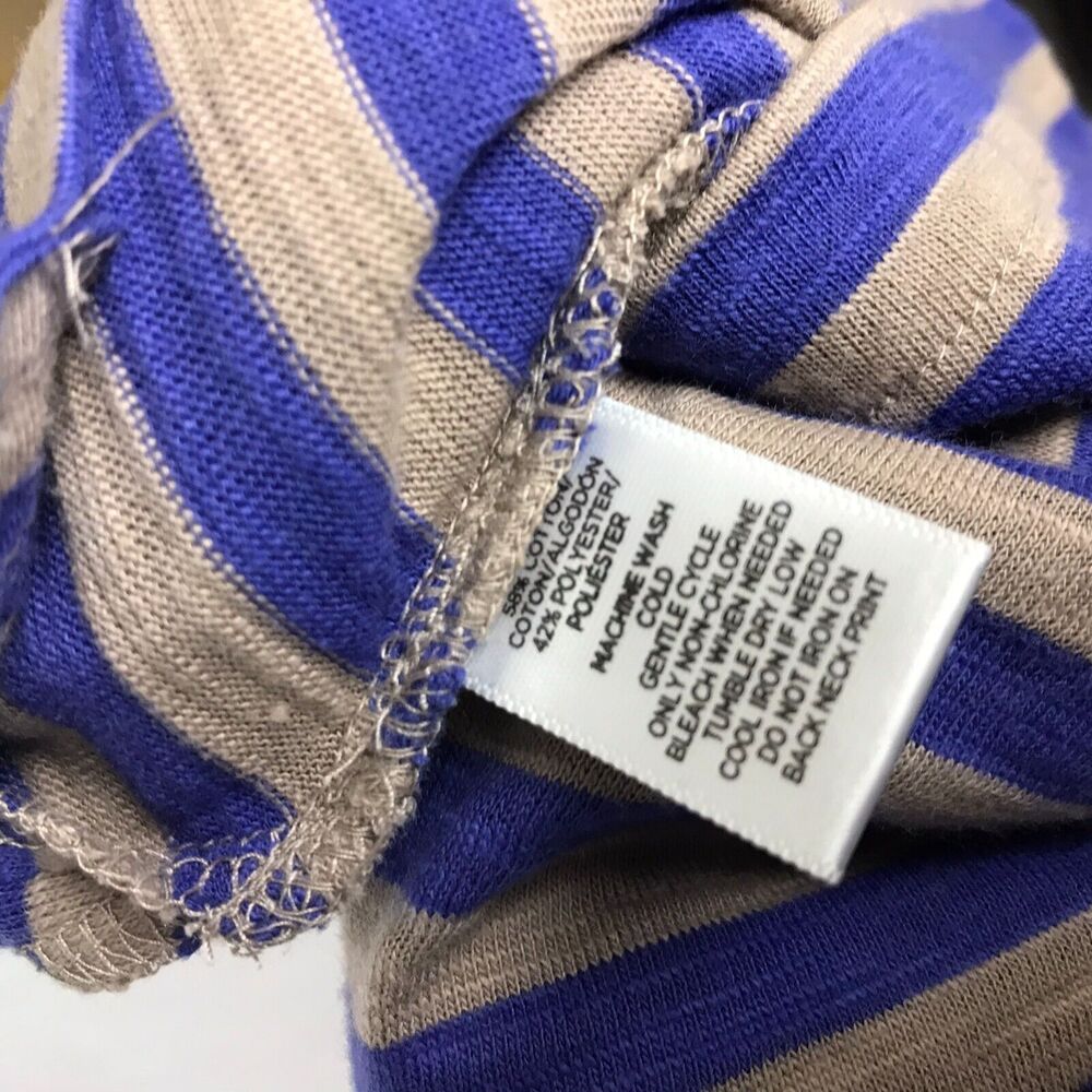 Ann Taylor LOFT Women's Striped Cap Sleeve Tee Shirt Front Pocket Casual Size XS - Picture 5 of 5